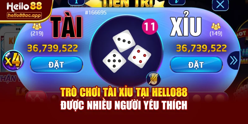 Trò chơi tài xỉu tại Hello88 được nhiều người yêu thích