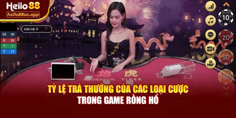 Tỷ lệ trả thưởng của các loại cược trong game Rồng Hổ